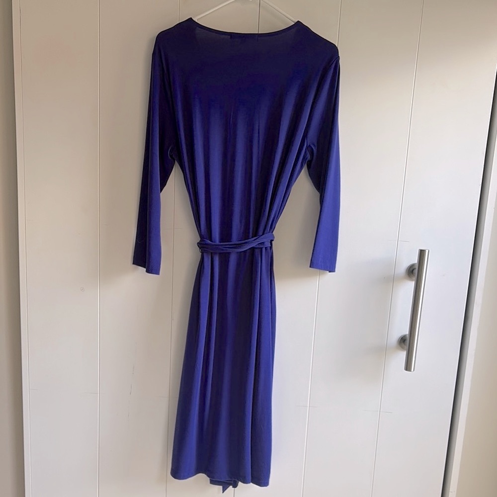 GAP Wrap Dress Pretty Purple Blue Knit Size L - Picture 6 of 8